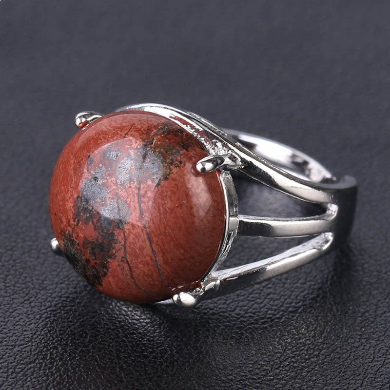 Crystal Hollowed Ring With Natural Stones And Copper Accessories European Style Gift Men Women Friends Jewelry