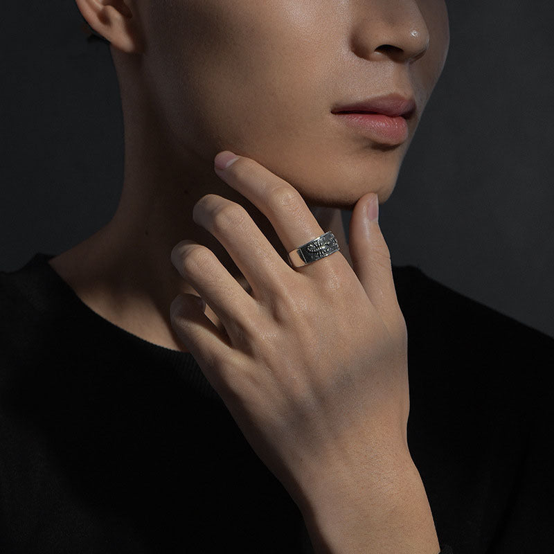 Unisex Adjustable Copper Ring Geometric Retro Style Electroplated Jewelry For Everyday Style Fashion Accessory