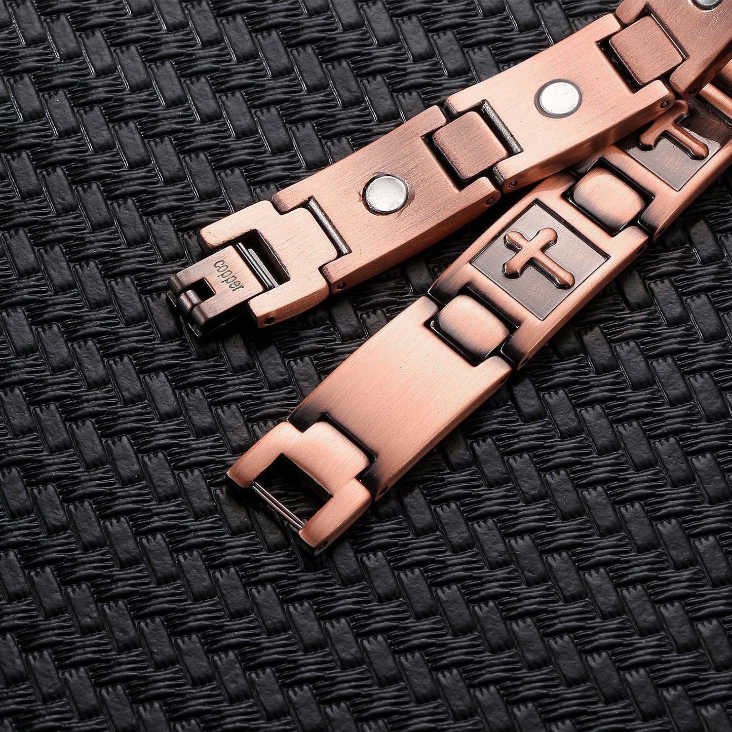 Mens Womens Copper Magnetic Cross Totem Bracelet Religious Jewelry Gift for Men Women Anniversary Opening Ceremony