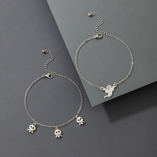 Retro Halloween Ghost Charm Bracelet Electroplated Alloy Geometric Bracelet For Women European American Styling