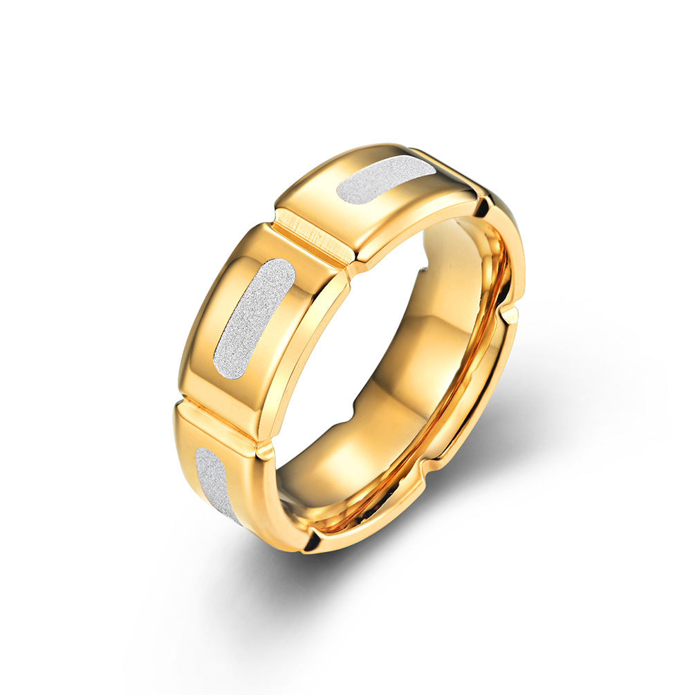 Slotted Stainless Steel Frosted Ring Carved Grooves Pressed Sand Gold Blue Simple Style Sizes 8 9 10 11 12 8 9