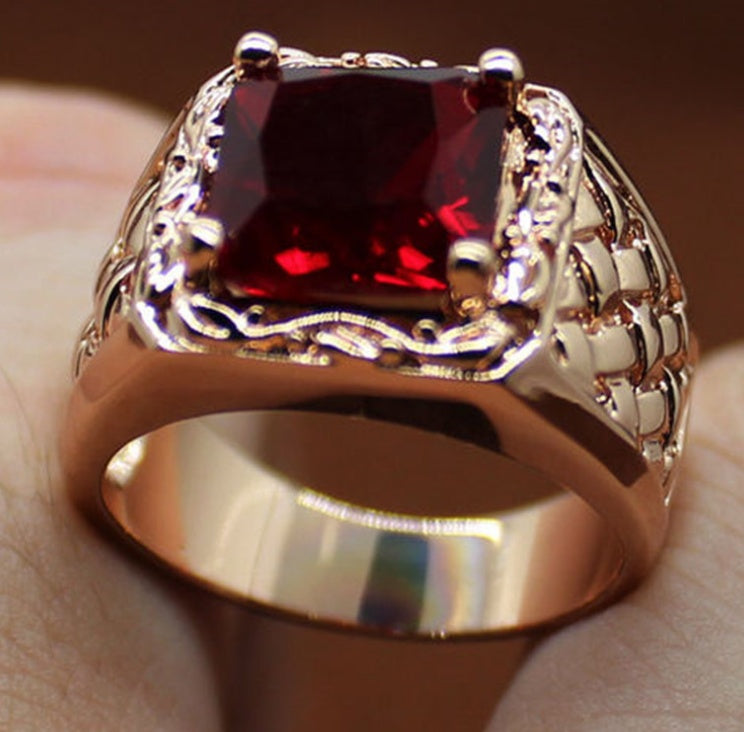 Ruby Engagement Ring Copper Setting With Zircon Inlay Electroplated Jewelry Great Everyday Wear For Events All