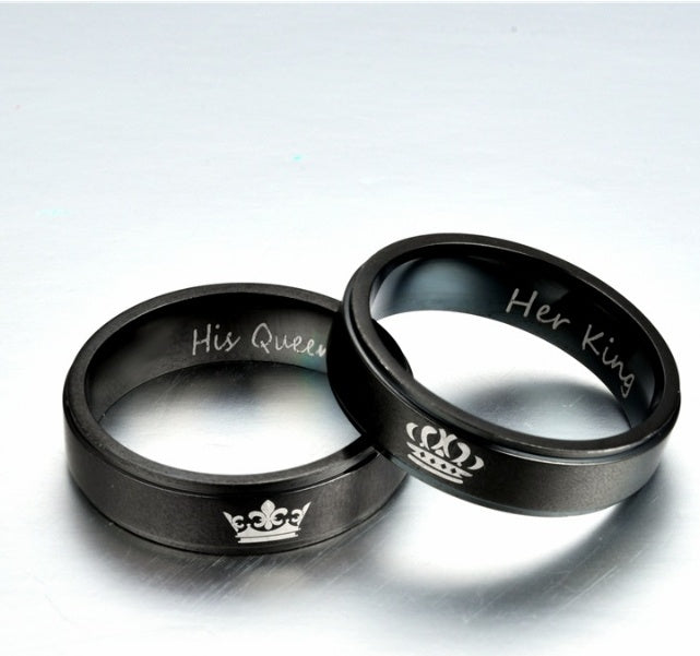 Couple Rings Stainless Steel 6mm Matching Band Ring Polished Finish Vacuum Plated Long Lasting Great Gift Perfect Pair