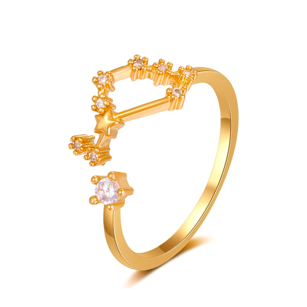 Copper Zircon Celestial Ring For Women Inlaid Constellation Astrology Jewelry Delicate Everyday Ring Gift Tips
