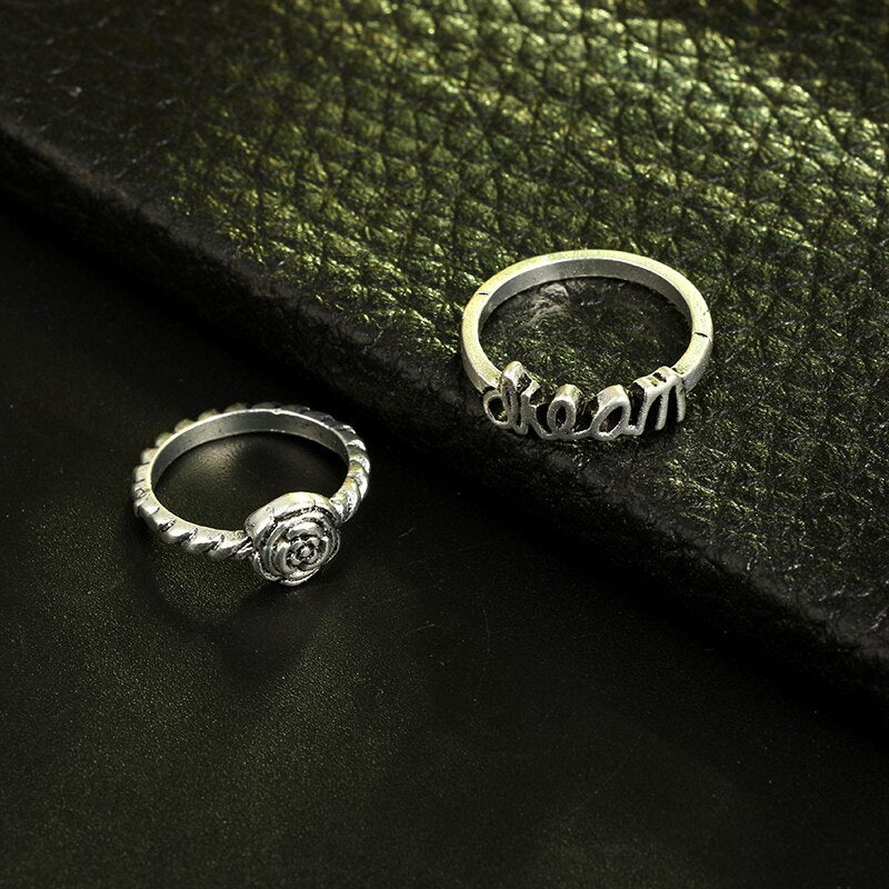 Womens Crescent Turquoise Ring Set With Alloy And Artificial Gems And Semi Precious Stones Fashion Jewelry Rings