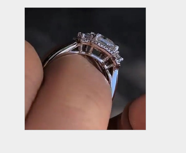 Womens Rectangular Zircon Ring European American Style Fashion Jewelry Brass Steel Statement Ring Hypoallergenic