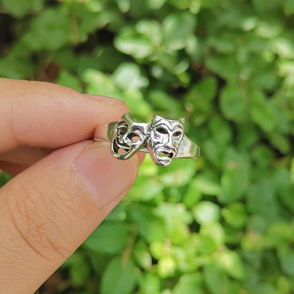 Unisex Vintage Ring Dark Silver Alloy with Heart Skull Flower and Geometric Animal Elements Anniversary Wedding