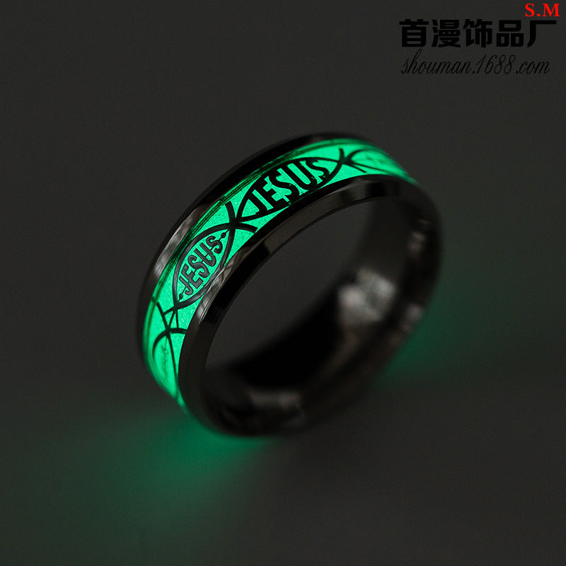 Luminous Titanium Steel Ring Glow In The Dark Unisex Bands For Men Women Durable Fashion Jewelry Gift Everyday