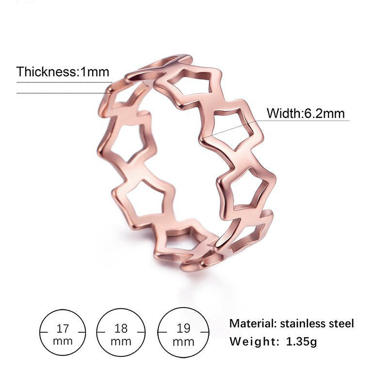 Stainless Steel Star Ring For Women Glossy Jewelry Gift