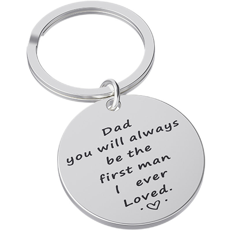 Stainless Steel Dad Keychain Engraved Gift For Thanksgiving Fathers Day Christmas American Style Gift For Dads