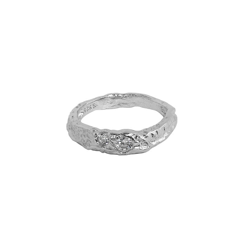 Sterling Silver Textured Ring Tin Foil Design Electroplated In 18K Gold Or White Gold Statement Ring EverydayUS