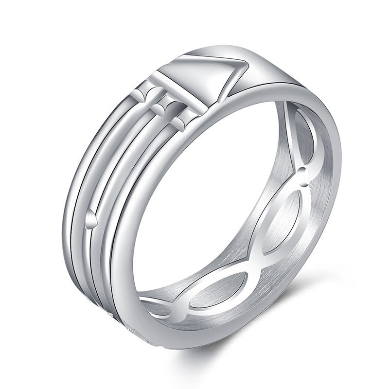 Unisex Geometric Alloy Ring White Gold Band Simple Design Festive Jewelry For Men And Women Size Range 6 To 12