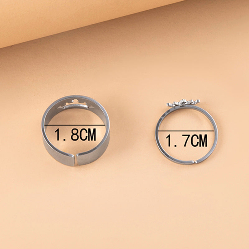 Stainless Steel Crown Puzzle Couple Ring Set For Women Men Lovers Romantic Trendy Silver Gold For Lovers Gifts