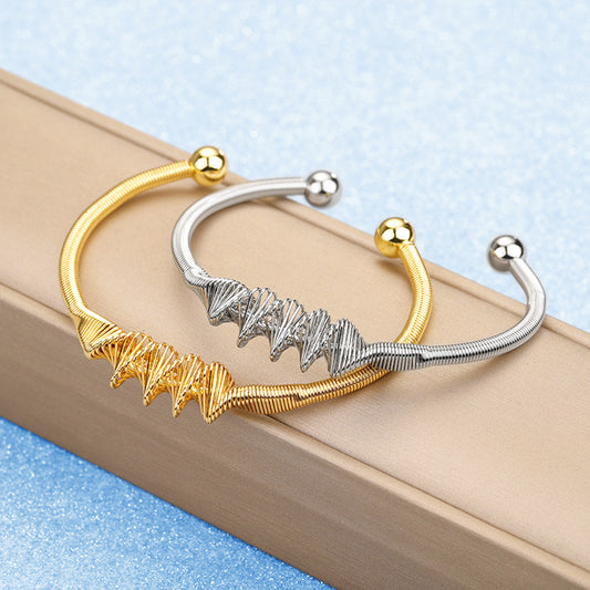 Bohemian Stainless Steel Spiral Wire Bracelet Electroplated Metal Jewelry Gift For Her Everyday Accessory Glow