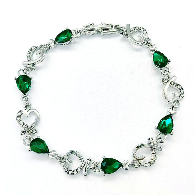 Womens Elegant Hollow Flower Bracelet Rhinestone Inlay Alloy Bangle for Wedding Party Jewelry Geometric Shape