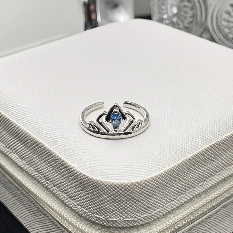 Open End Zircon Ring Copper With Crown Geometric Inlay Irregular Folding Element Ring For Her Elegant Gift Set