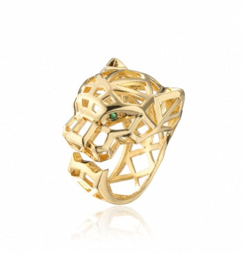 Leopard Zircon Open Ring Gold Plated Copper Brass Adjustable Dainty Fashion Jewelry For Women For Simple Style
