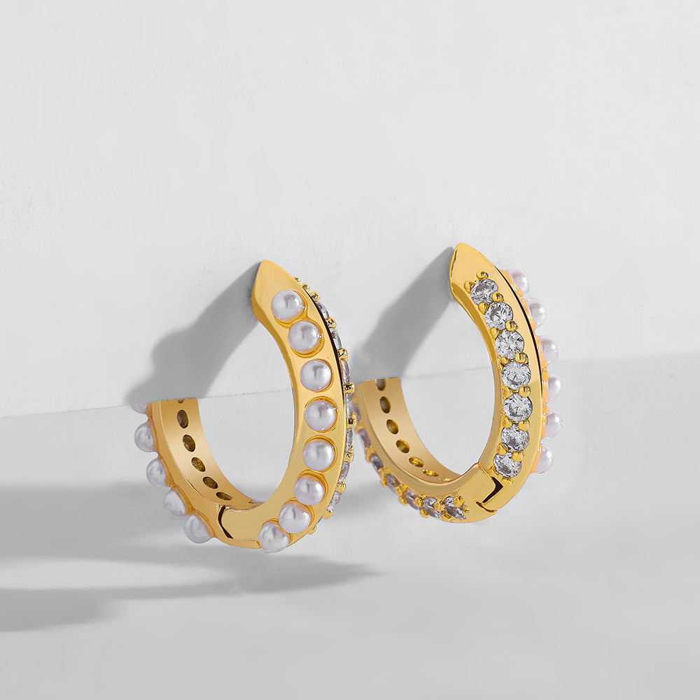 Twisted Braided Alloy Earrings with Artificial Gemstones Modern Vintage Fashion Jewelry For Everyday Occasions