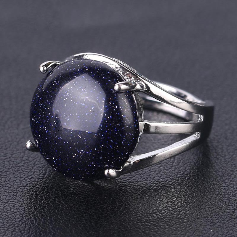 Crystal Hollowed Ring With Natural Stones And Copper Accessories European Style Gift Men Women Friends Jewelry