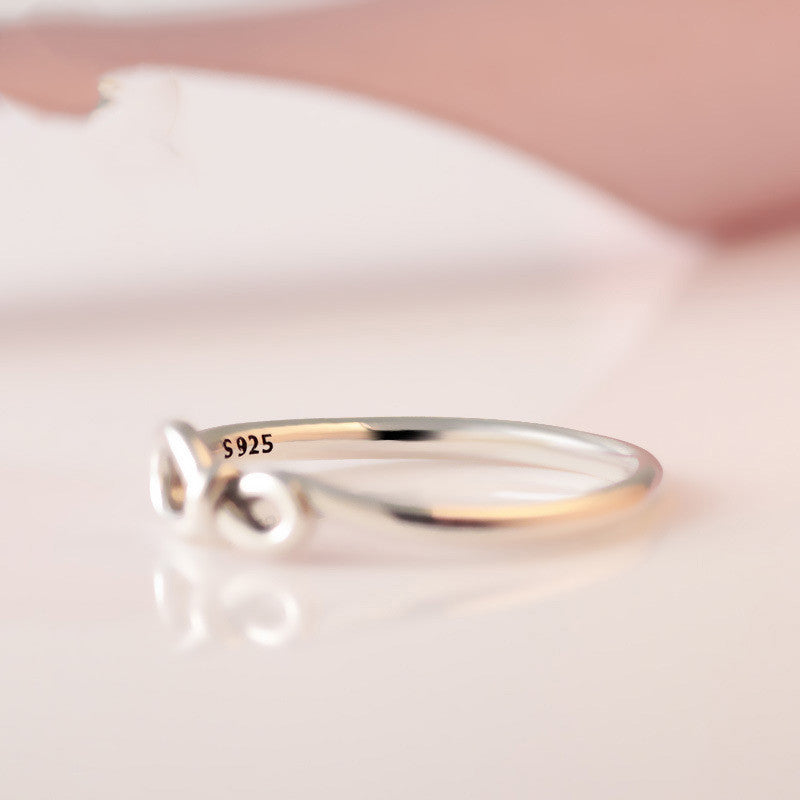 Sterling Silver Ring Micro Inlay Eternal Symbol Rosette Design European Inspired Jewelry Gift For Her Birthday