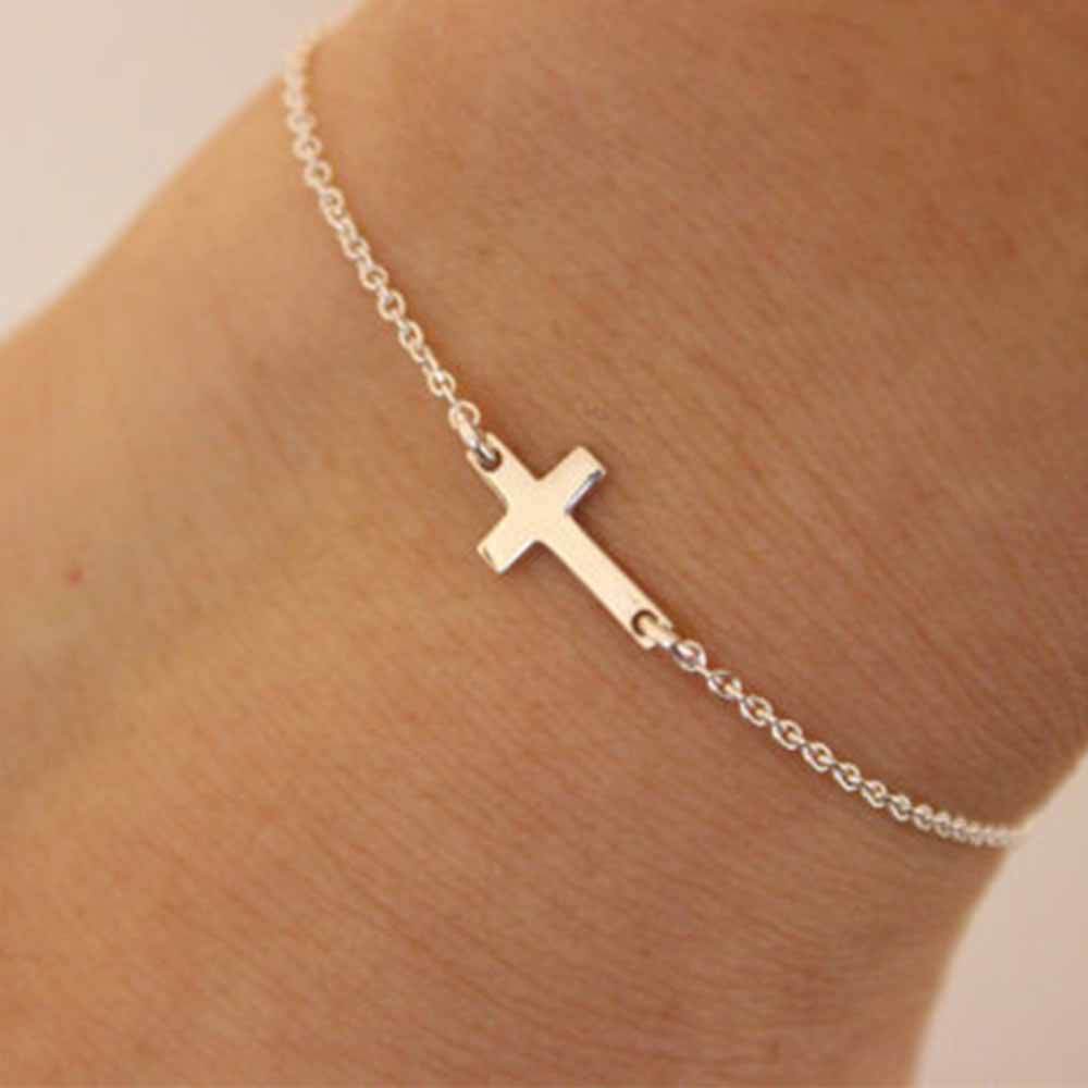 Womens Cross Bracelet Alloy Electroplated Letter Number Design Jewelry Gift For Anniversary Celebrations Gifts