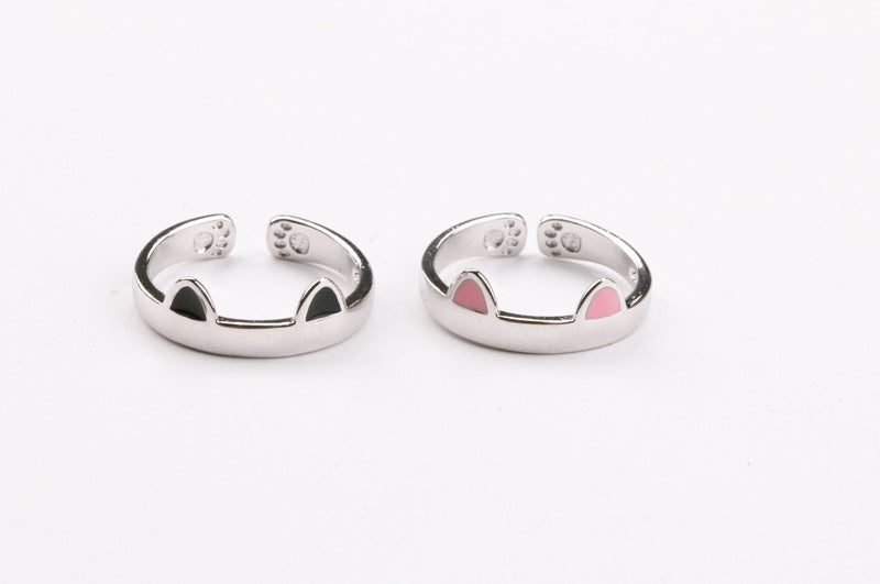Couple Rings Cute Cat Ear Rings For Women And Men Matching Promise Rings Anniversary Fashion Jewelry Gift Gold