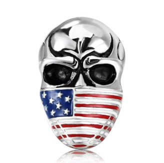 European and American personality retro masked flag men's skull titanium steel ring