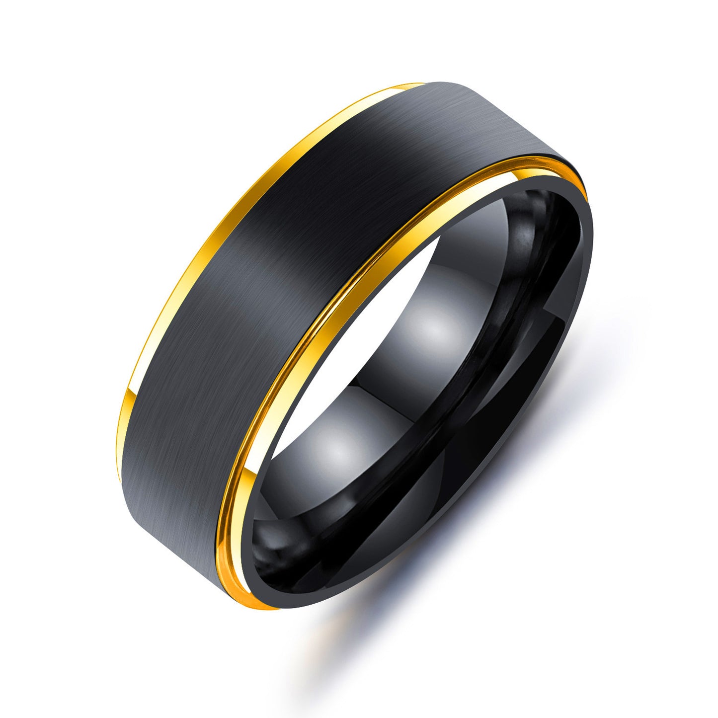Electroplated Titanium Steel Ring Black And Gold Geometric Ring European American Style Birthday Gift Ring Gift Ready