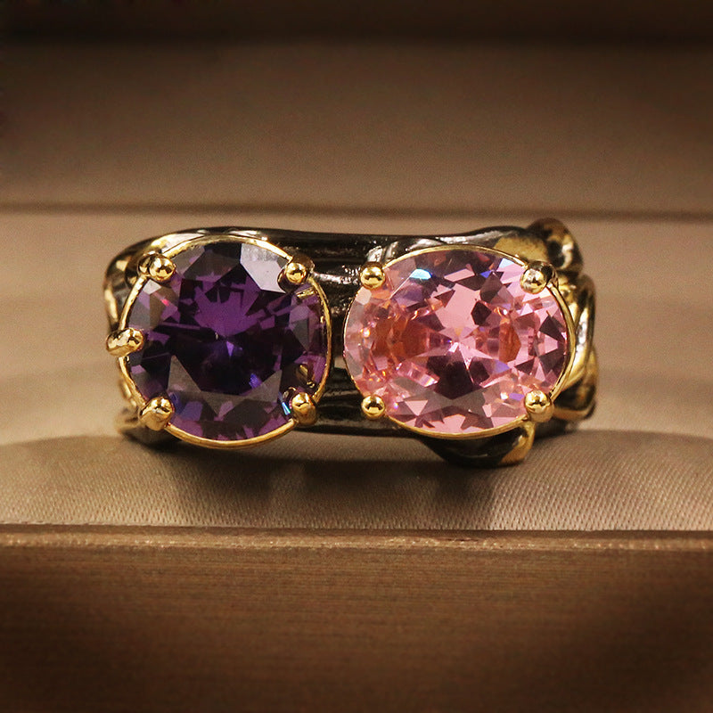 Gold Plated Zircon Ring for Women Elegant Jewelry Gift