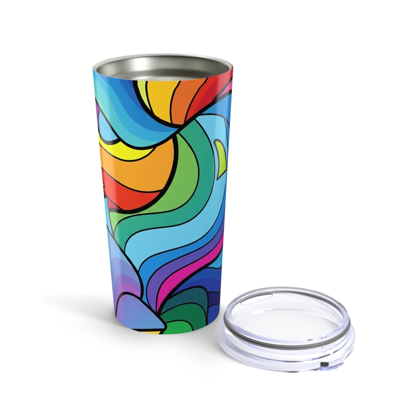 20oz Stainless Steel Tumbler With Printed Design Double Wall Vacuum Insulated Leak Proof Travel Mug With Lid