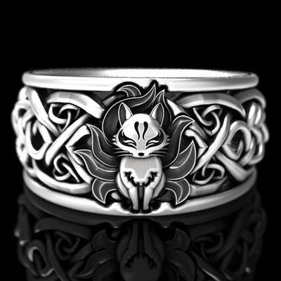 Unisex Nine Tailed Fox Zodiac Ring Alloy Electroplated Gift Holiday Packaging Individually Packed Animal Ring