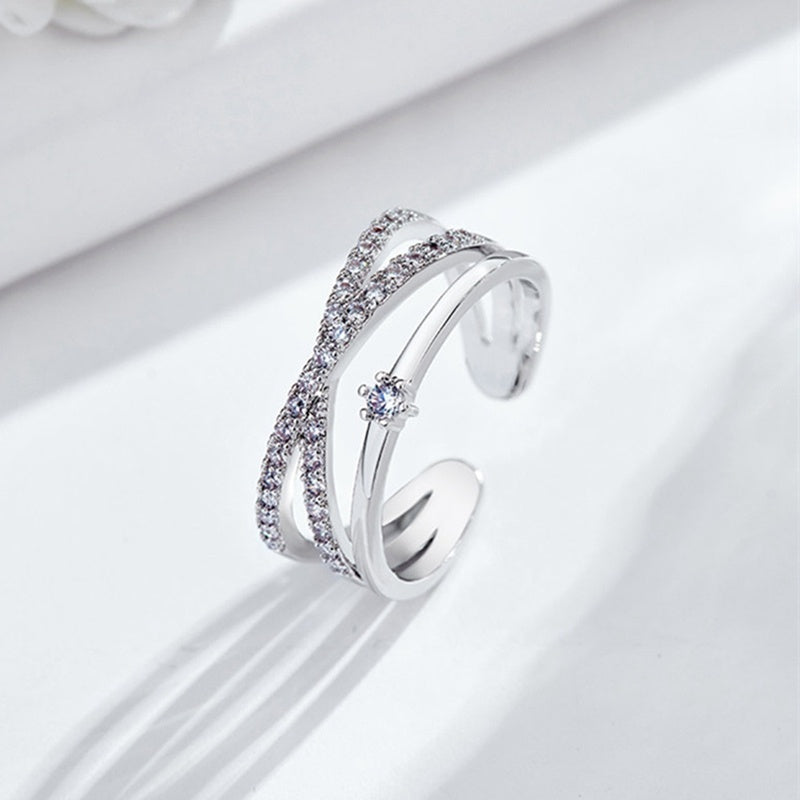 Women's Double Ring Copper Metal Fashion Jewelry for Wedding Party Anniversary Gift and Daily Wear Trendy Look