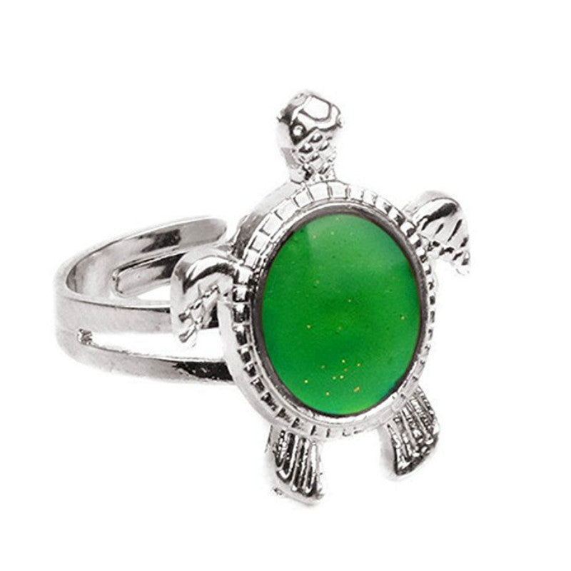 Unisex Couple Ring Adjustable Metal Plating Little Turtle Color Changing Ring European and American Ring Metal