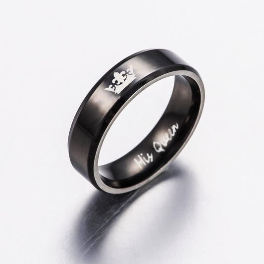 His Queen Her King Crown Wedding Rings Stainless Steel Matching Coupled Jewelry Gift To Couples Deluxe Edition