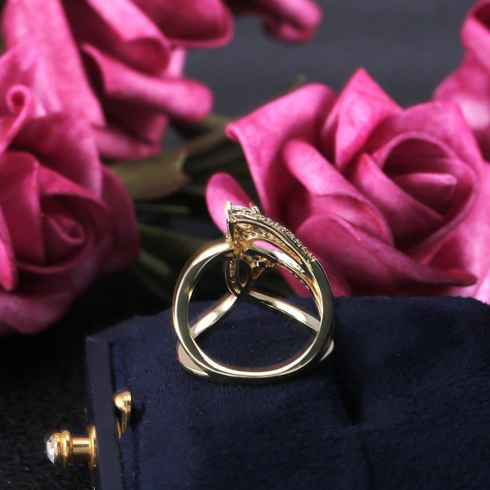 Gold Plated Zircon Ring Copper Simple Geometric Yellow 6th 7th 8th 9th 10th Inlaid Artificial Gems Semiprecious Stones