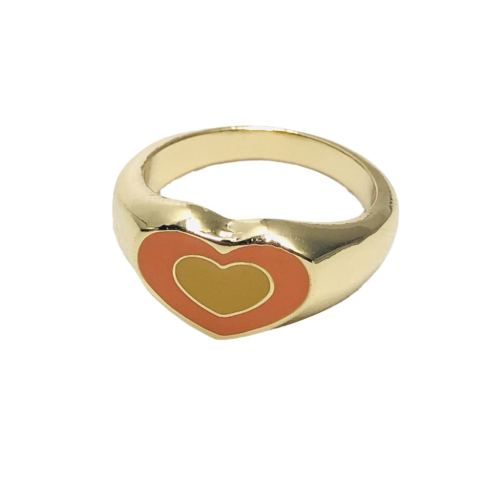 Womens Heart Shaped Ring Gold Plated Silver Tone Copper Electroplated Gift Jewelry For Anniversary Lovely Look