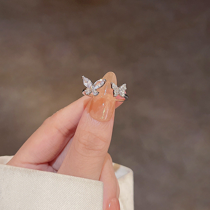 Elegant PearlWhite Ring Geometric Copper Band Electroplated White Gold Gemstone Inlay Gift For Her Korean Style