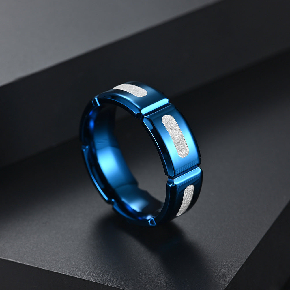 Slotted Stainless Steel Frosted Ring Carved Grooves Pressed Sand Gold Blue Simple Style Sizes 8 9 10 11 12 8 9