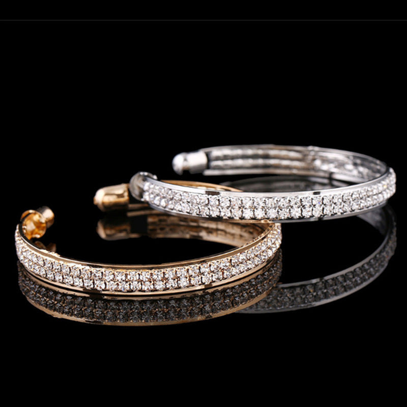 Geometric Alloy Bracelets For Women Diamond Inlay With Artificial Gems Accents European American Jewelry Gifts