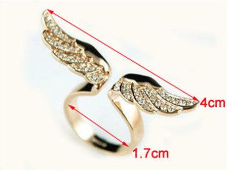 Angel Winged Rings With Gemstones Electroplated Alloy Unisex Fashion Jewelry Birthday Gifts Statement Accessory