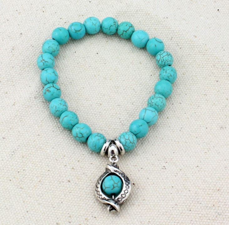 Turquoise Teardrop Alloy Bangle Bracelet For Women Fashion