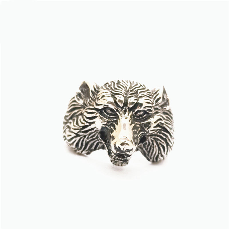 Stainless Steel Wolf Head Ring Animal Zodiac Gift Trade Fair