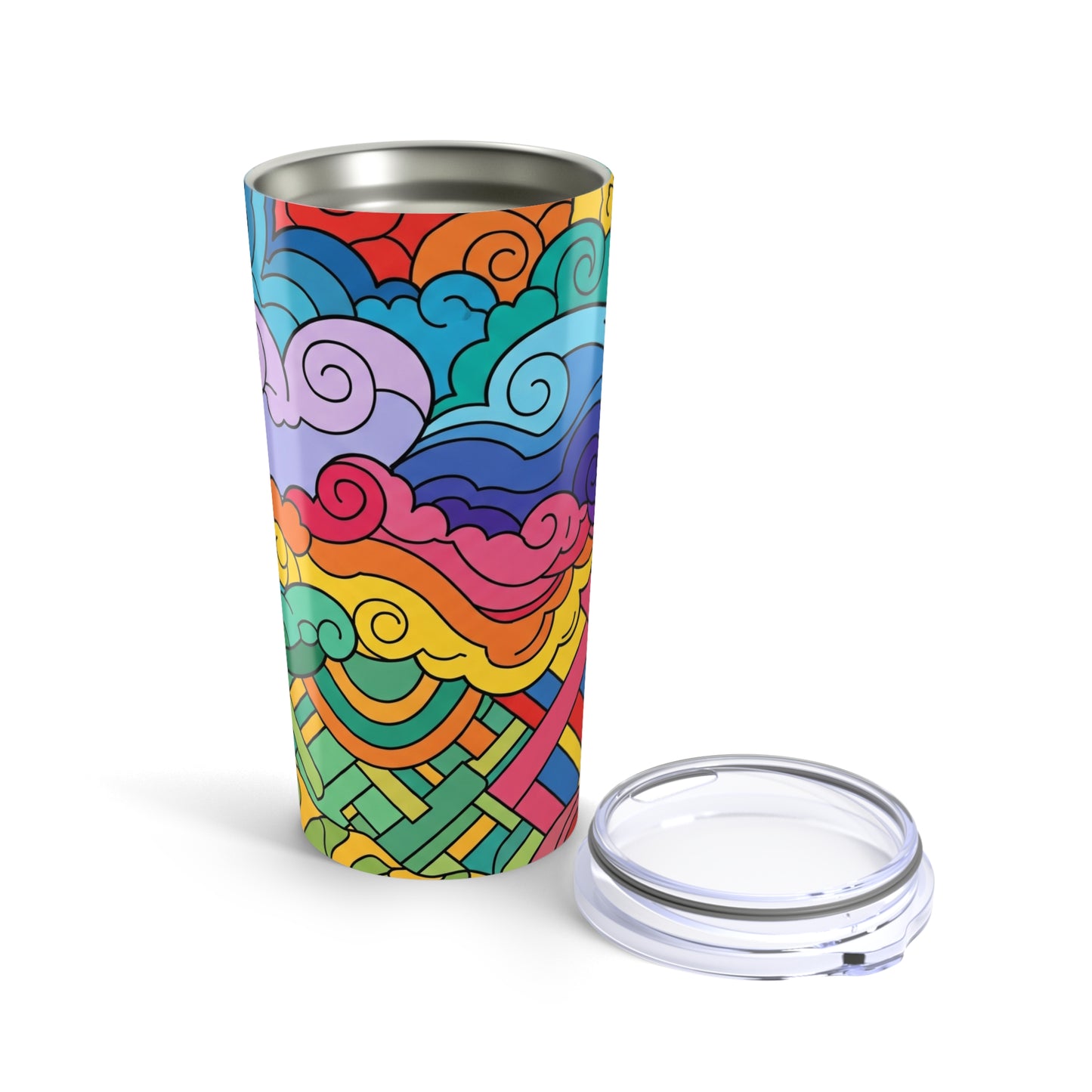 20oz Stainless Steel Printed Tumbler With Double Wall Insulation Travel Mug Spill Resistant Hot Cold Coffee Cup