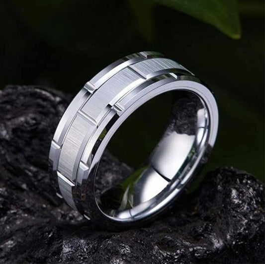 Unisex Stainless Steel Ring Three In One Groove Design Geometric Modern Band European American Fashion Jewelry