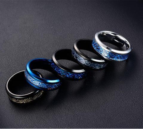 Mens Black Dragon Ring Carbon Fiber Inlay Titanium Steel Band Domineering Statement Jewelry Durable Stylish Gear