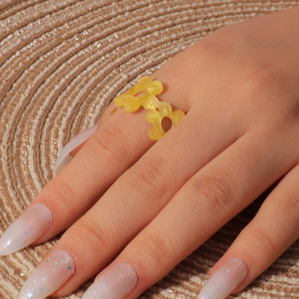 Women Geometric Acrylic Ring Irregular Design Electroplated Ring Fashion Finger Ring European American Style Jewelry