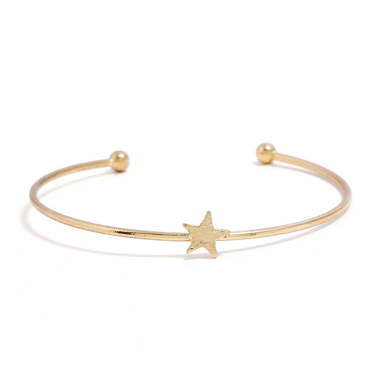 Womens Copper Bracelet Set of 4 Star Diamond Inlaid Star Design Jewelry in KC Gold White K Plated Elegant Set