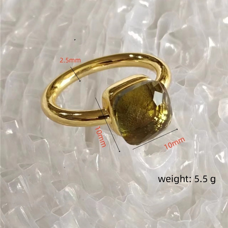 Geometric Cube Rings For Women And Men Irregular Sugar Cube Design Copper Zircon Inlaid Unisex Fashion Jewelry