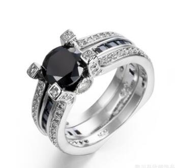 Copper Ring Set With Cubic Zirconia Stones Geometric Wedding Bands For Women Fashion Jewelry 12mm Elegant Design