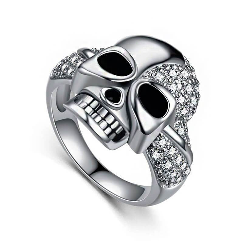 Gothic Skull Ring With Ghost Head Copper Design Hypoallergenic Stain Resistant Surface Details Raw Gothic Edge